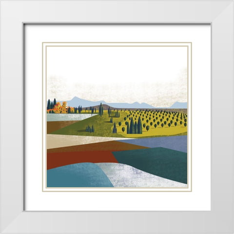 Illustrated Italian Landscape II White Modern Wood Framed Art Print with Double Matting by Arctic Frame