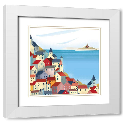 Illustrated Italian Landscape IV White Modern Wood Framed Art Print with Double Matting by Arctic Frame