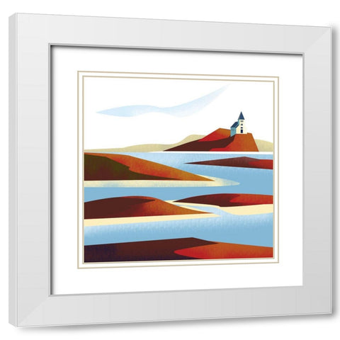 Illustrated Italian Landscape V White Modern Wood Framed Art Print with Double Matting by Arctic Frame