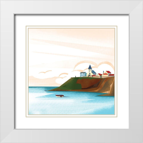 Illustrated Italian Landscape VII White Modern Wood Framed Art Print with Double Matting by Arctic Frame