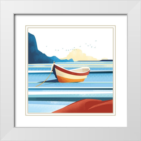 Illustrated Italian Landscape X White Modern Wood Framed Art Print with Double Matting by Arctic Frame