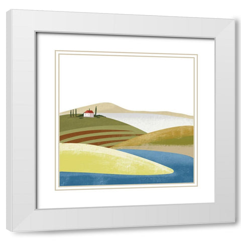 Illustrated Mediteranean I White Modern Wood Framed Art Print with Double Matting by Arctic Frame