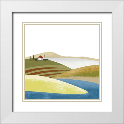 Illustrated Mediteranean I White Modern Wood Framed Art Print with Double Matting by Arctic Frame