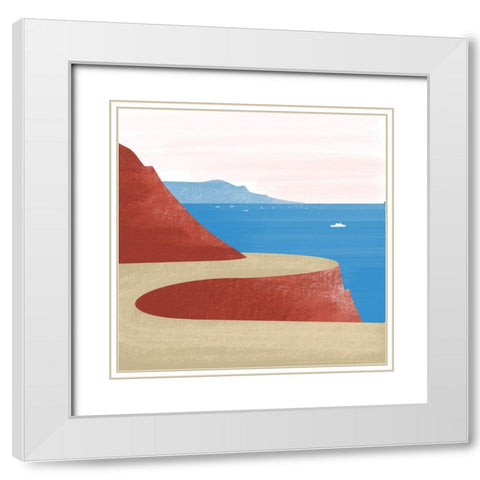 Illustrated Mediteranean III White Modern Wood Framed Art Print with Double Matting by Arctic Frame