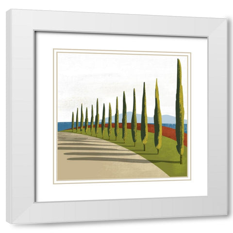 Illustrated Mediteranean V White Modern Wood Framed Art Print with Double Matting by Arctic Frame