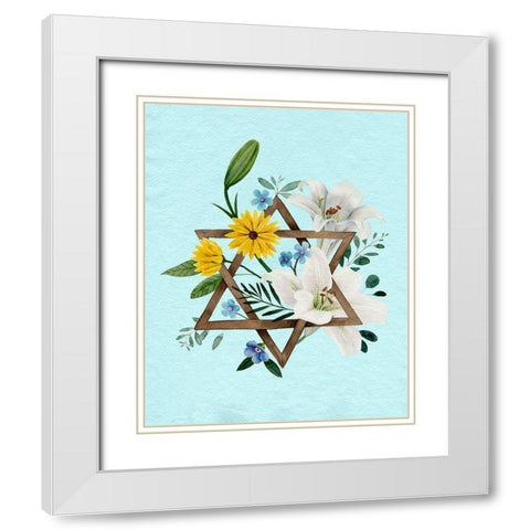 Floral Hanukkah II White Modern Wood Framed Art Print with Double Matting by Popp, Grace