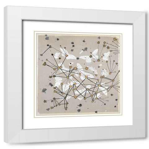19th Century Butterfly Constellations I White Modern Wood Framed Art Print with Double Matting by Arbel, Lori