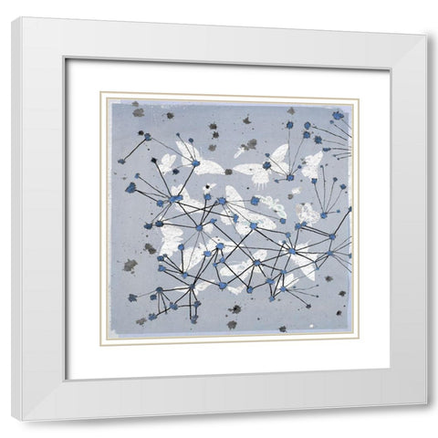 19th Century Butterfly Constellations in Blue I White Modern Wood Framed Art Print with Double Matting by Arbel, Lori