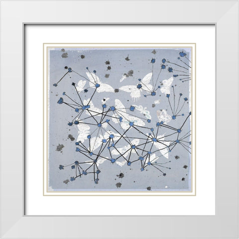 19th Century Butterfly Constellations in Blue I White Modern Wood Framed Art Print with Double Matting by Arbel, Lori