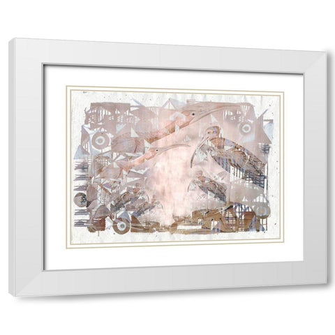 Circles And Triangles with Birds I White Modern Wood Framed Art Print with Double Matting by Arbel, Lori