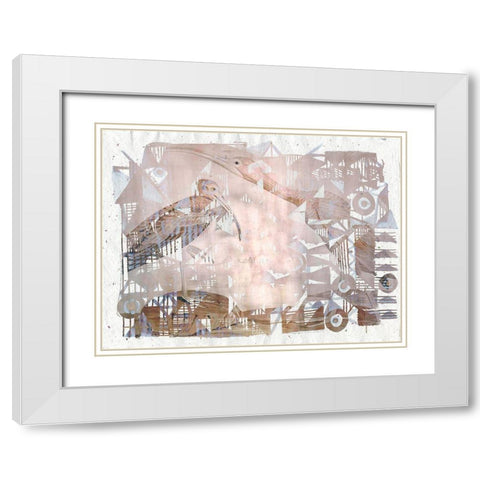 Circles And Triangles with Birds II White Modern Wood Framed Art Print with Double Matting by Arbel, Lori