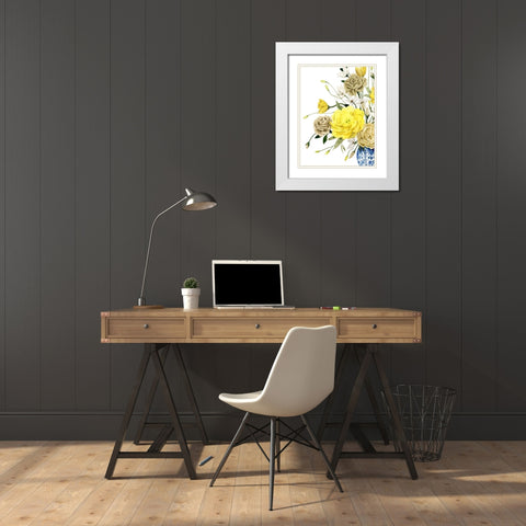 Yellow and Ultramarine Bouquet I White Modern Wood Framed Art Print with Double Matting by Popp, Grace