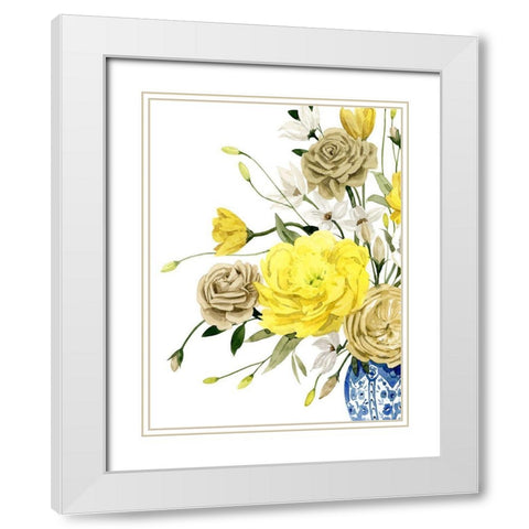 Yellow and Ultramarine Bouquet I White Modern Wood Framed Art Print with Double Matting by Popp, Grace