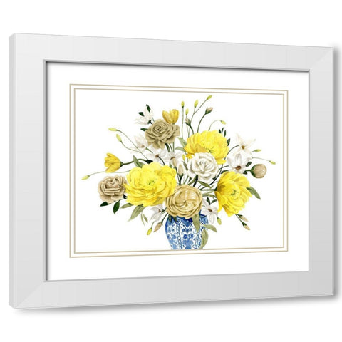 Yellow and Ultramarine Bouquet III White Modern Wood Framed Art Print with Double Matting by Popp, Grace