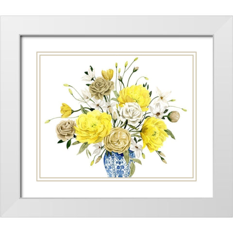 Yellow and Ultramarine Bouquet III White Modern Wood Framed Art Print with Double Matting by Popp, Grace