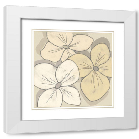 Beige Blooms IV White Modern Wood Framed Art Print with Double Matting by Saunders, Alonzo