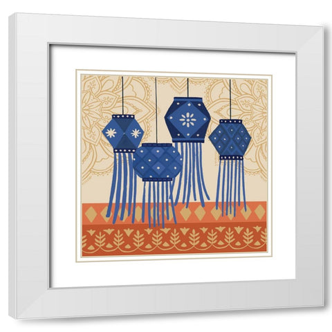 Diwali III White Modern Wood Framed Art Print with Double Matting by Barnes, Victoria