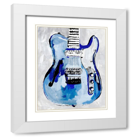 Electric Blues IV White Modern Wood Framed Art Print with Double Matting by Warren, Annie