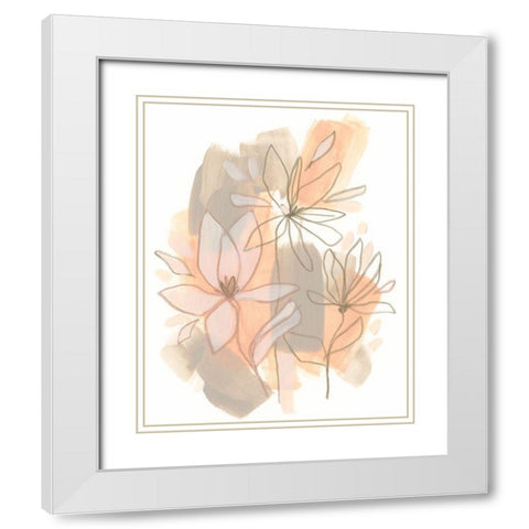 Flower Fragments I White Modern Wood Framed Art Print with Double Matting by Vess, June Erica