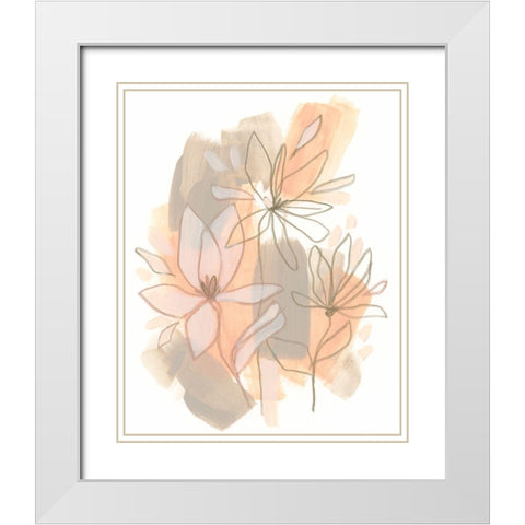 Flower Fragments I White Modern Wood Framed Art Print with Double Matting by Vess, June Erica