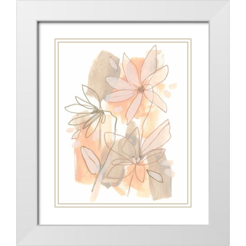 Flower Fragments II White Modern Wood Framed Art Print with Double Matting by Vess, June Erica