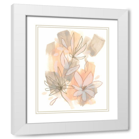 Flower Fragments III White Modern Wood Framed Art Print with Double Matting by Vess, June Erica