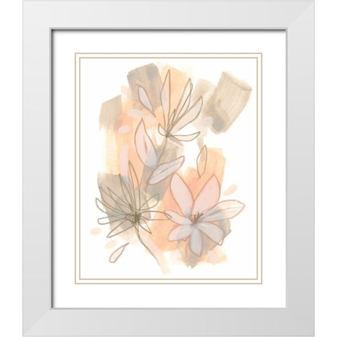 Flower Fragments III White Modern Wood Framed Art Print with Double Matting by Vess, June Erica