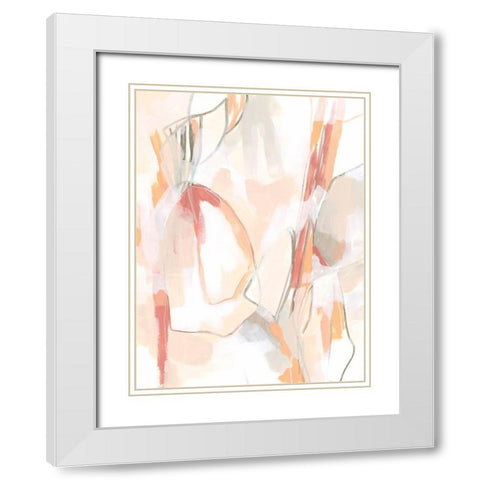 Peach Puzzle II White Modern Wood Framed Art Print with Double Matting by Vess, June Erica