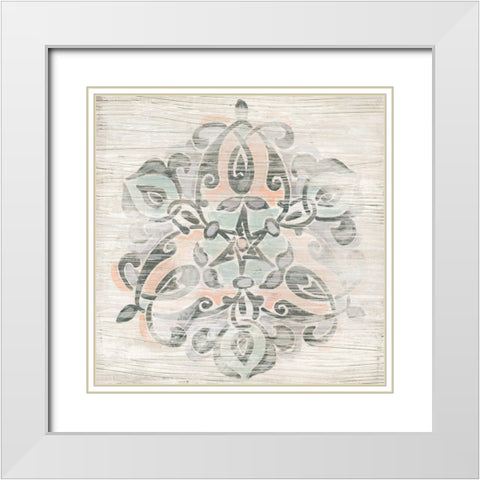 Weathered Emblem I White Modern Wood Framed Art Print with Double Matting by Vess, June Erica