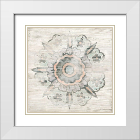 Weathered Emblem II White Modern Wood Framed Art Print with Double Matting by Vess, June Erica