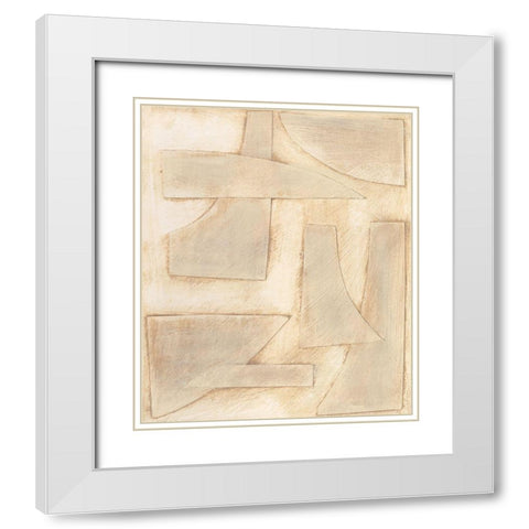Buff Abstract Shapes I White Modern Wood Framed Art Print with Double Matting by Moore, Regina