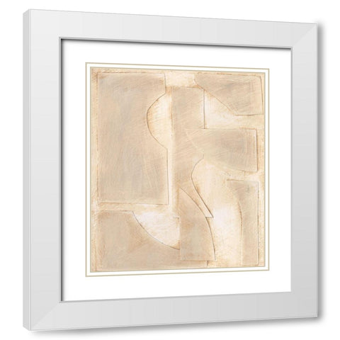 Buff Abstract Shapes II White Modern Wood Framed Art Print with Double Matting by Moore, Regina