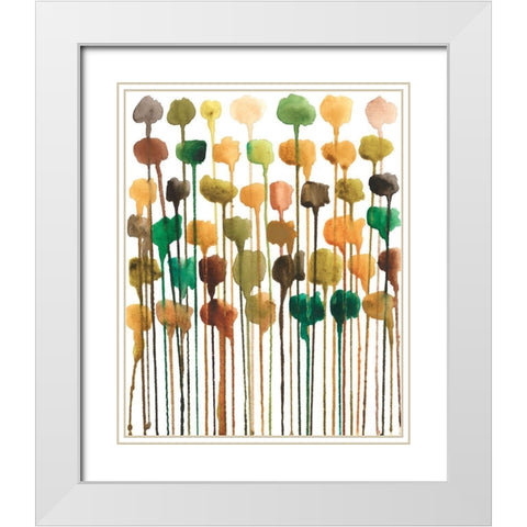 Autumn Drips I White Modern Wood Framed Art Print with Double Matting by Moore, Regina