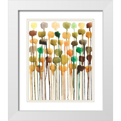 Autumn Drips II White Modern Wood Framed Art Print with Double Matting by Moore, Regina