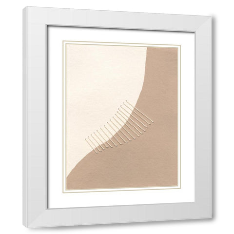 Neutral Stitches I White Modern Wood Framed Art Print with Double Matting by Moore, Regina