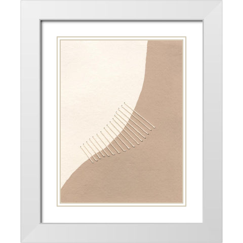 Neutral Stitches I White Modern Wood Framed Art Print with Double Matting by Moore, Regina