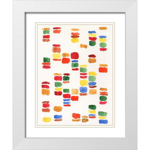 Colorful Code I White Modern Wood Framed Art Print with Double Matting by Moore, Regina