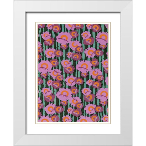 Custom Cropped Art Deco Florals VII White Modern Wood Framed Art Print with Double Matting by Baxter Mill Archive