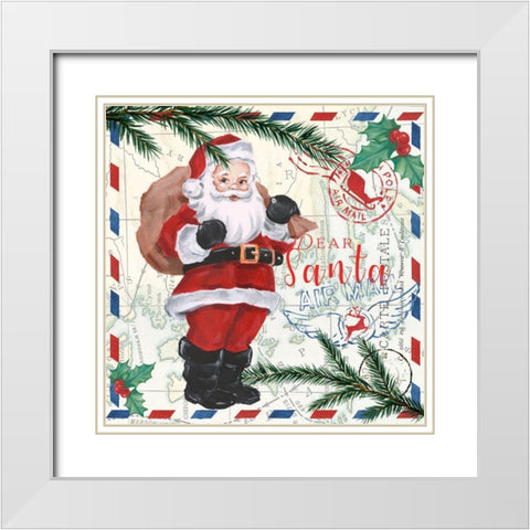 Christmas Par Avion I White Modern Wood Framed Art Print with Double Matting by Harper, Ethan