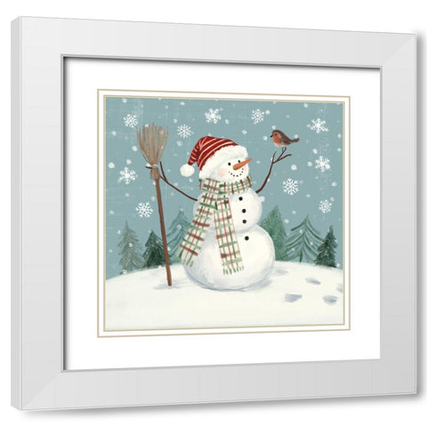 Jolly Snowman I White Modern Wood Framed Art Print with Double Matting by Barnes, Victoria