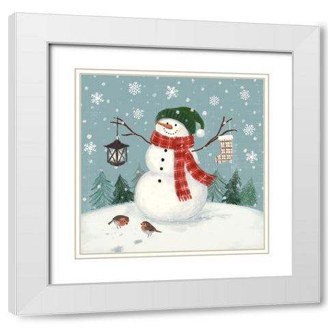 Jolly Snowman II White Modern Wood Framed Art Print with Double Matting by Barnes, Victoria