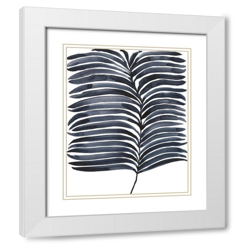 Indigo Fronds I White Modern Wood Framed Art Print with Double Matting by Moore, Regina