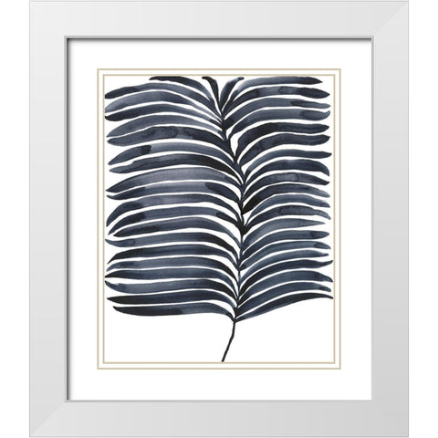 Indigo Fronds I White Modern Wood Framed Art Print with Double Matting by Moore, Regina