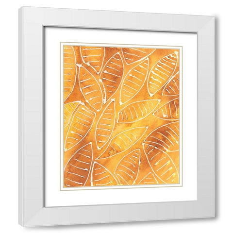 Stylized Leaf Shapes I White Modern Wood Framed Art Print with Double Matting by Moore, Regina