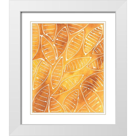 Stylized Leaf Shapes I White Modern Wood Framed Art Print with Double Matting by Moore, Regina