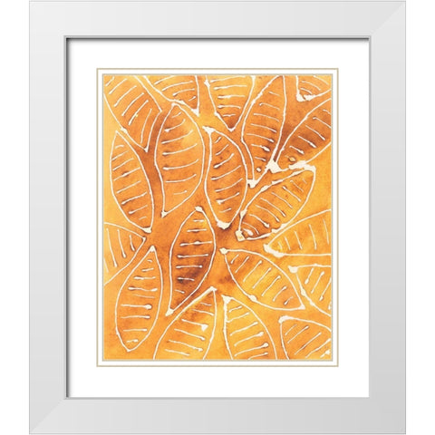 Stylized Leaf Shapes II White Modern Wood Framed Art Print with Double Matting by Moore, Regina