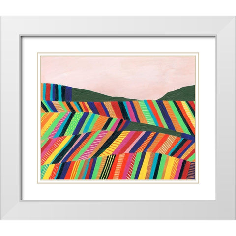 Rainbow Fields I White Modern Wood Framed Art Print with Double Matting by Moore, Regina