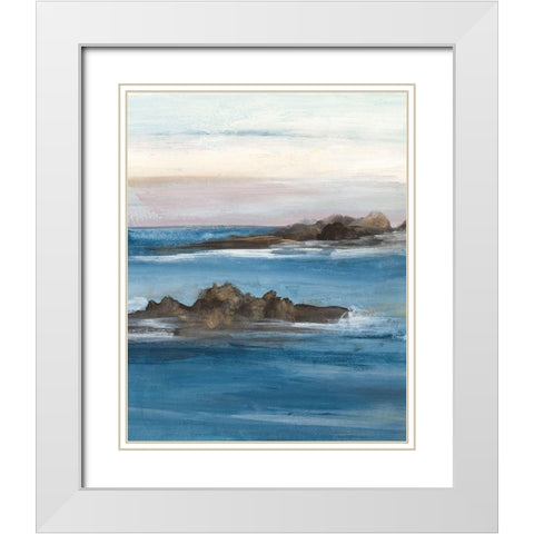 Merging the Ocean II White Modern Wood Framed Art Print with Double Matting by Bramma, Lila