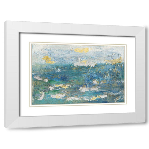 Sparkling Sea I White Modern Wood Framed Art Print with Double Matting by Bramma, Lila
