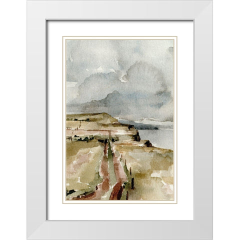 Rainy Coast I White Modern Wood Framed Art Print with Double Matting by Caroline, Emma